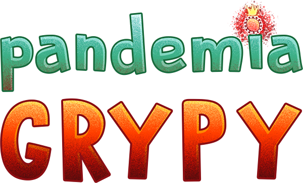 znak graficzny logo gry PANDEMIA GRYPY – logotyp od KangurGra.pl