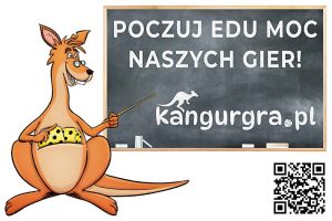 Poczuj EDU MOC gier od KangurGra.pl grafika promocyjna do edukacyjnych gier XXL dla dzieci do nauki, zabawy, skakania i ćwiczenia od KangurGra.pl