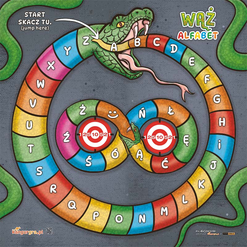 gra dla dzieci WĄŻ alfabet do skakania, nauki i zabawy, podłogowy, korytarzowy alfabet - mata edukacyjna do nauki jeżyka i alfabetu