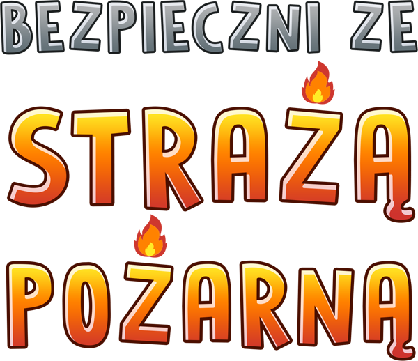 znak graficzny logo gry BEZPIECZNI ZE STRAŻĄ POŻARNĄ – logotyp od KangurGra.pl