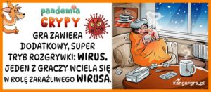 grafika komiksowa - gra planszowa PANDEMIA GRYPY zawiera dodatkowy super tryb gry od KangurGra.pl