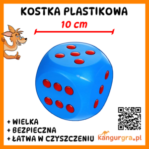 duża kość plastikowa do gier podłogowych XXL 10 cm grafika promocyjna do edukacyjnych gier XXL dla dzieci do nauki, zabawy, skakania i ćwiczenia od KangurGra.pl